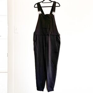 Swoveralls Sweatpant Overalls in Midnight Black